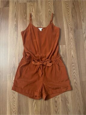 J Crew Rust Orange Tie-Waist Romper